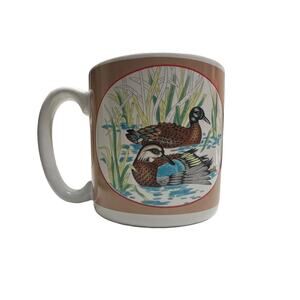 Vintage Flowers Inc Balloons 1988 Ducks Mallards Cabin Hunting Mug